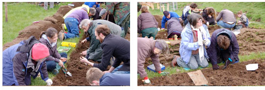 Volunteers excavating trenches