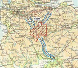 Fig. 8: The BAG’s survey area in relation to the main access routes to Central Scotland