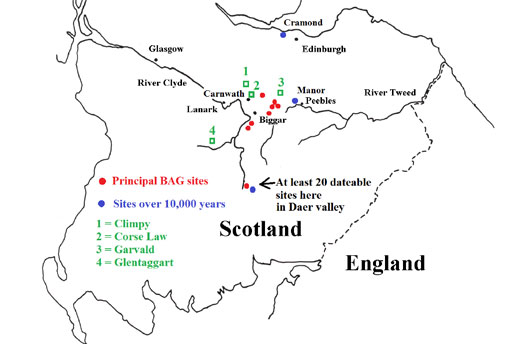 Map pf mesolithic sites