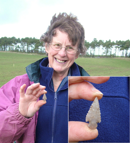 Barb and Tang arrowhead found while fieldwalking