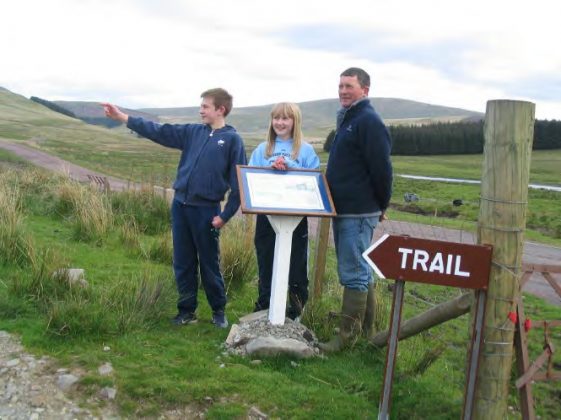 Wintercleugh Bastle Trail info panel in the landscape