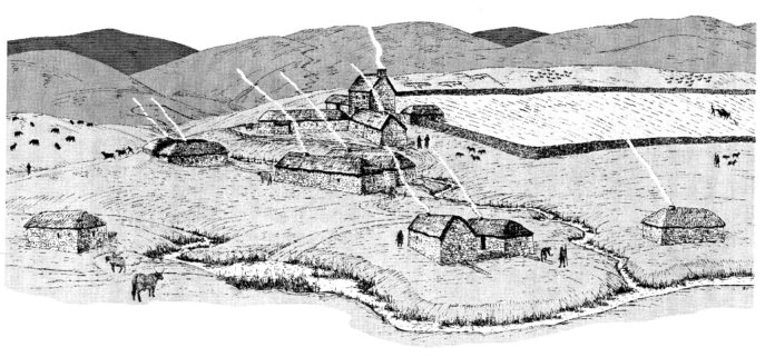 Artist's impression of how Glenochar may have appeared in the 17th century